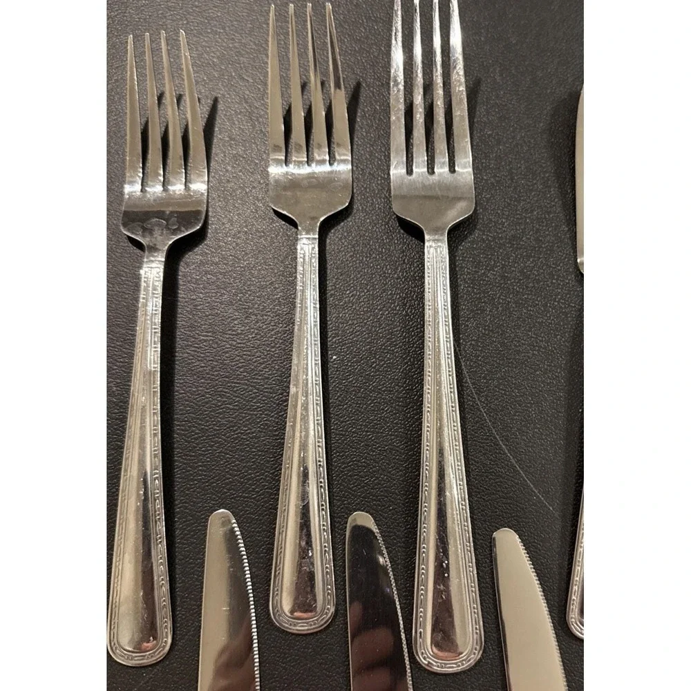 Vintage Pfaltzgraff Stainless Steel Flatware 13 Piece Set‎ Knives Forks Spoon